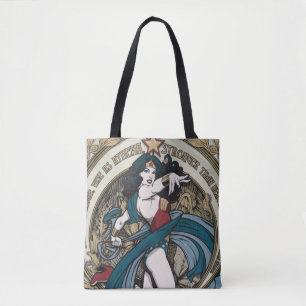 Wonder Woman Art Nouveau Panel Tote Bag