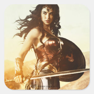 Wonder Woman At Sunset Square Sticker