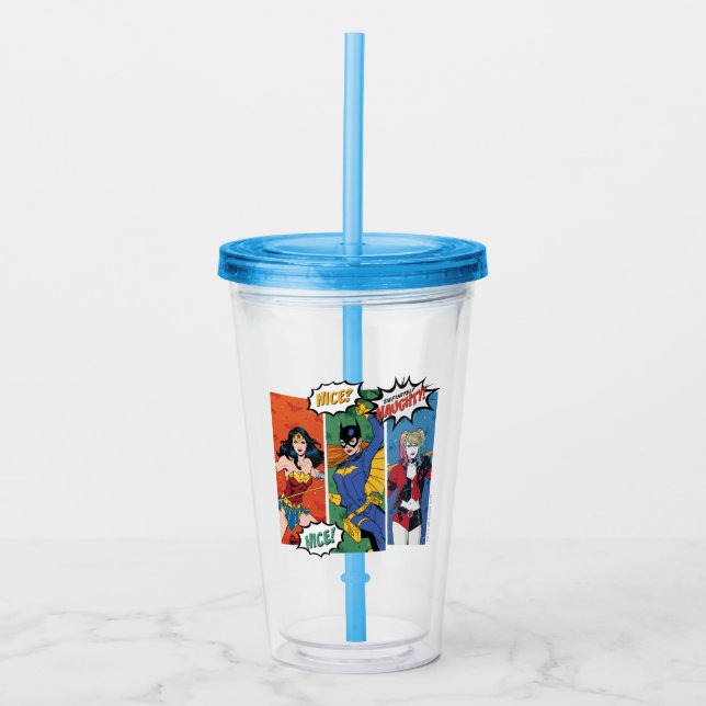 Wonder Woman, Batgirl, & Harley Quinn Holiday Acrylic Tumbler (Front)