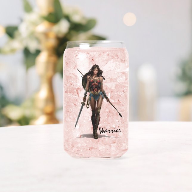Wonder Woman Battle-Ready Comic Art Can Glass (Insitu (Wedding))