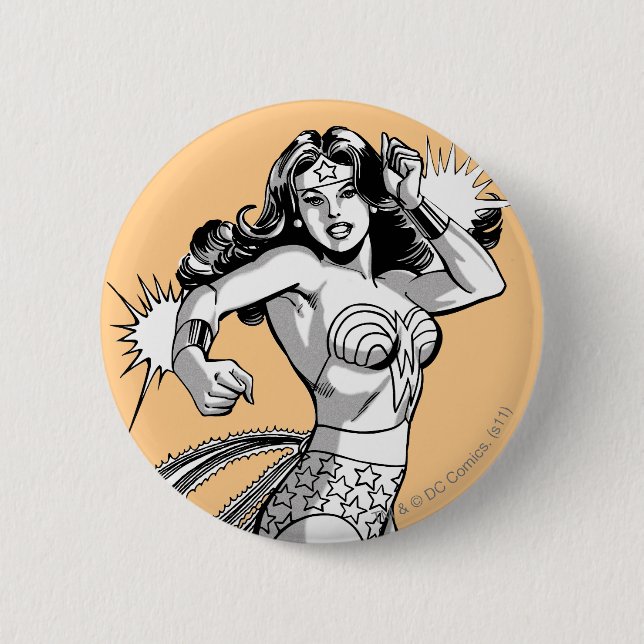 Wonder Woman Black & White Defender 6 Cm Round Badge (Front)