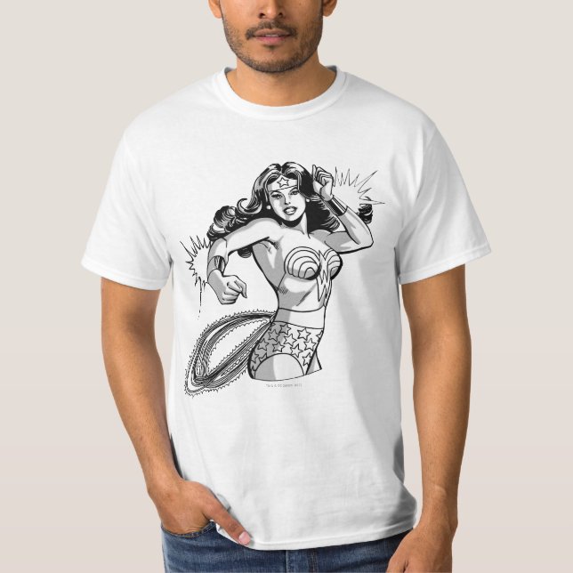 Wonder Woman Black & White Defender T-Shirt (Front)