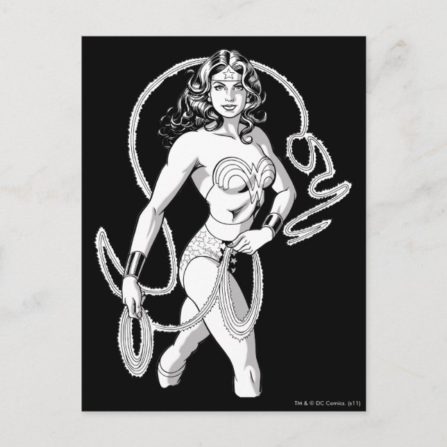 Wonder Woman Black & White Fighter Postcard (Front)