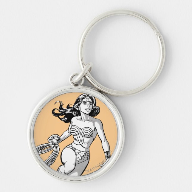 Wonder Woman Black & White Lasso Key Ring (Front)
