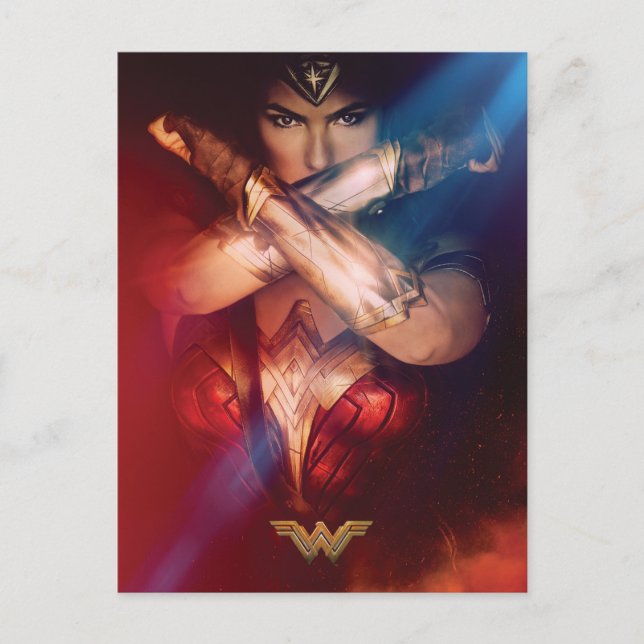 Wonder Woman Blocking With Bracelets Postcard (Front)