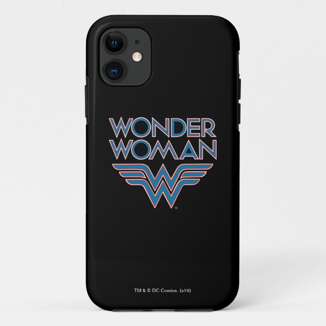 Wonder Woman Blue and Red Retro Logo Case-Mate iPhone Case (Back)