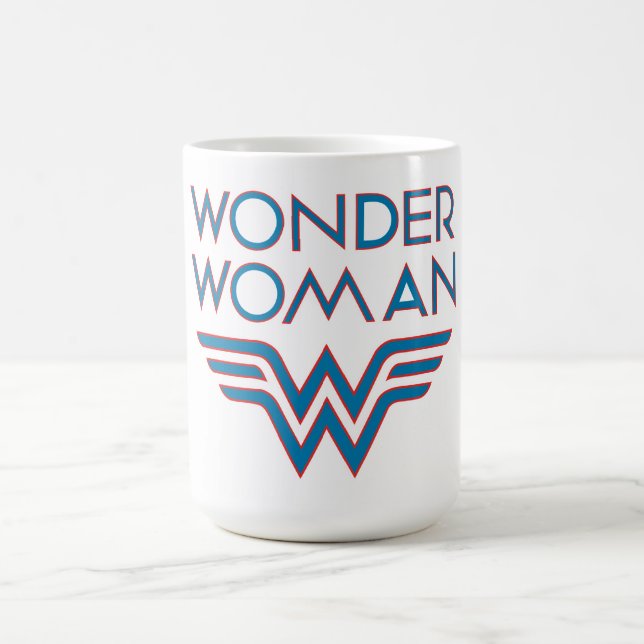 Wonder Woman Blue and Red Retro Logo Coffee Mug (Center)