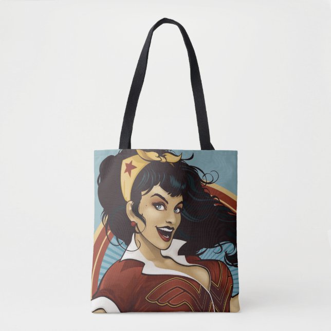 Wonder Woman Bombshell Name Graphic Tote Bag (Front)
