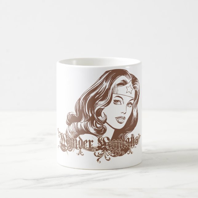 Wonder Woman Brown Coffee Mug (Center)