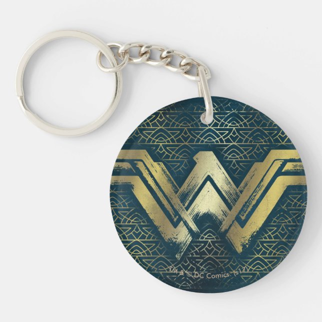 Wonder Woman Brushed Gold Symbol Key Ring (Front)