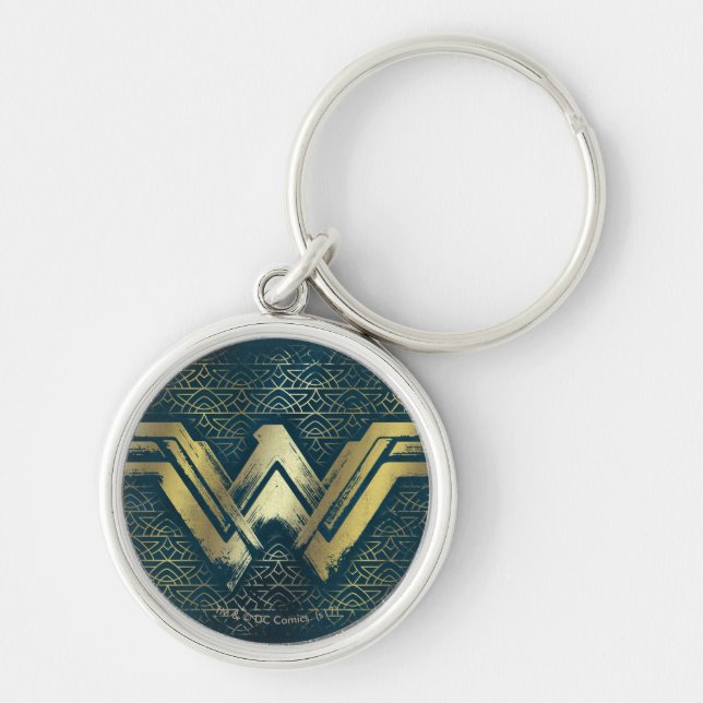 Wonder Woman Brushed Gold Symbol Key Ring (Front)