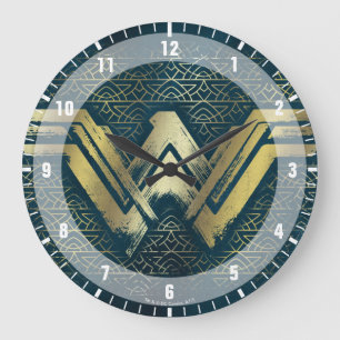 Wonder Woman Brushed Gold Symbol Large Clock