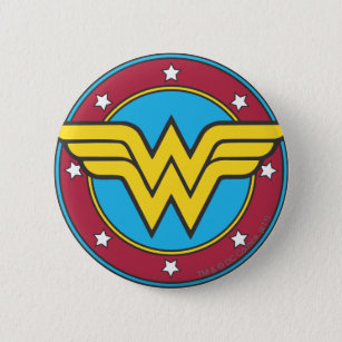 Wonder Woman   Circle & Stars Logo 6 Cm Round Badge