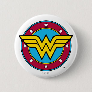Wonder Woman Circle & Stars Logo 6 Cm Round Badge