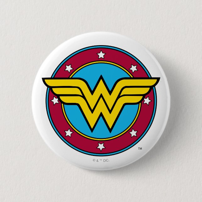 Wonder Woman | Circle & Stars Logo 6 Cm Round Badge (Front)