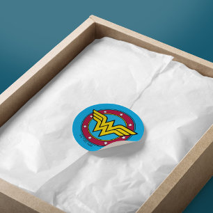 Wonder Woman   Circle & Stars Logo Classic Round Sticker