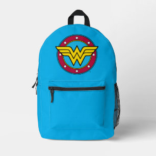Wonder Woman Circle & Stars Logo Printed Backpack