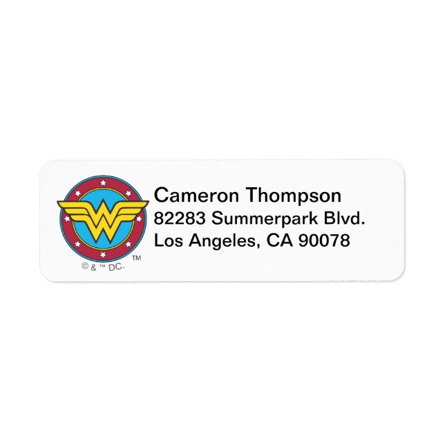 Wonder Woman | Circle & Stars Logo Return Address Label (Front)