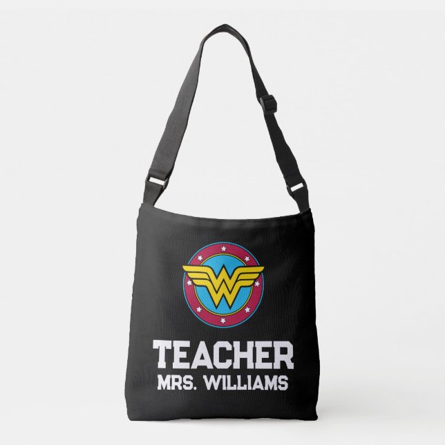 Wonder Woman | Circle & Stars Logo Teacher Crossbody Bag (Front)