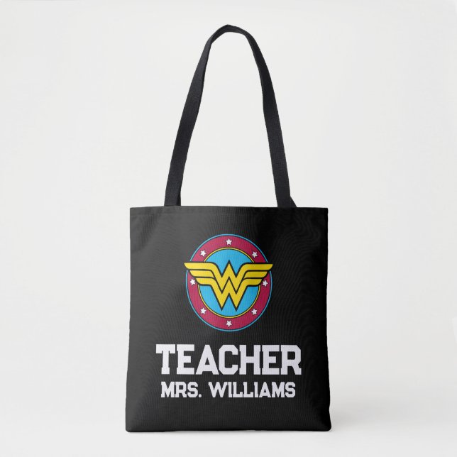 Wonder Woman | Circle & Stars Logo Teacher Tote Bag (Front)