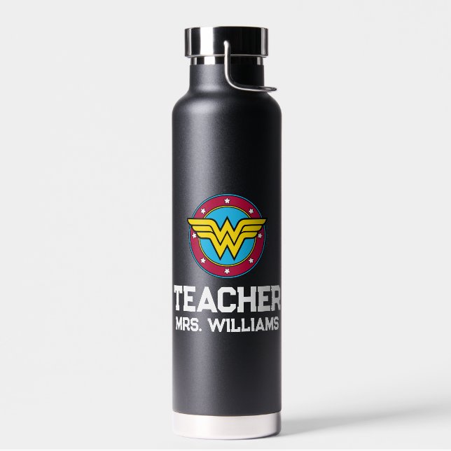 Wonder Woman | Circle & Stars Logo Water Bottle (Left)
