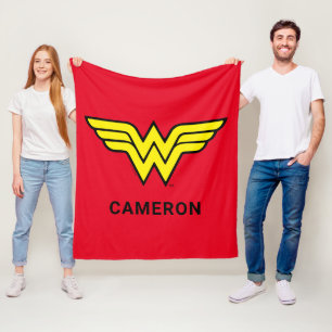 Wonder Woman   Classic Logo   Add Your Name Fleece Blanket