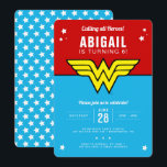 Wonder Woman - Classic Logo Stars Birthday Invitation<br><div class="desc">Celebrate your child's superhero birthday with these classic blue and red Wonder Woman birthday invitations. Personalise by adding your party details!</div>