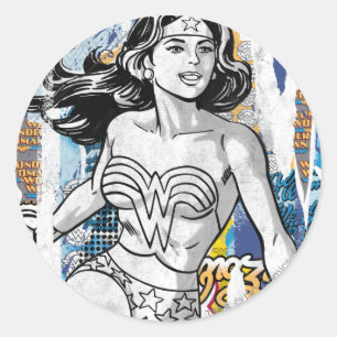 Wonder Woman Collage 4 Classic Round Sticker