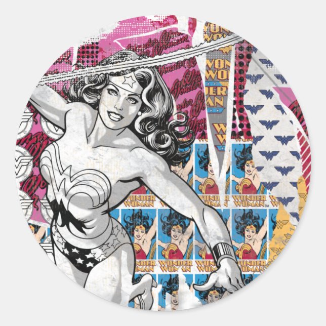 Wonder Woman Collage 5 Classic Round Sticker (Front)
