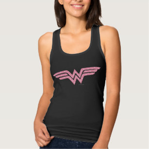Wonder Woman Colorful Pink Floral Logo Singlet