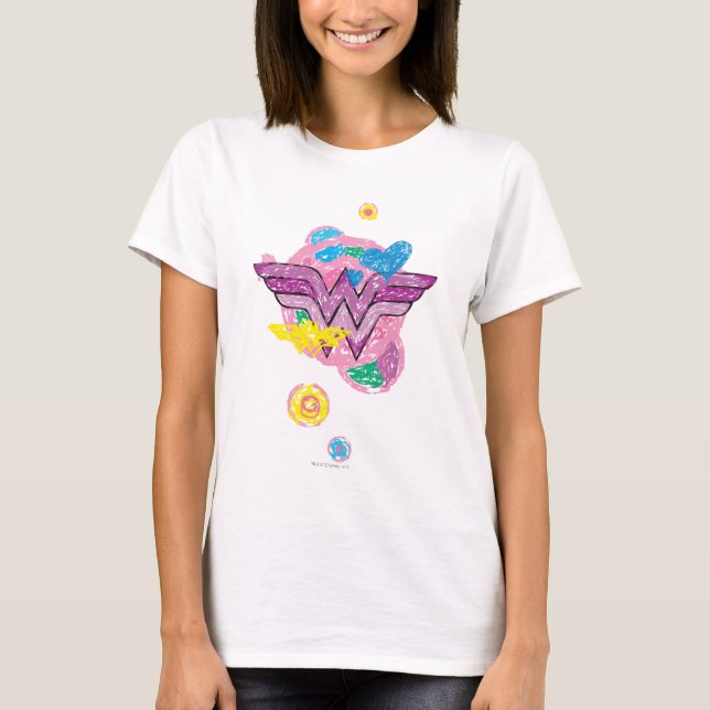 Wonder Woman Colorful Scribbles T-Shirt (Front)
