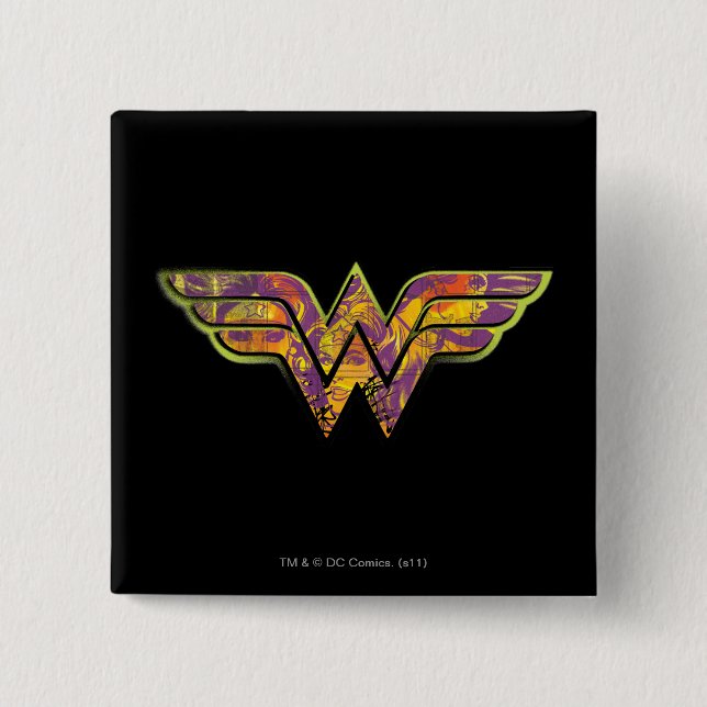 Wonder Woman Colourful Logo 15 Cm Square Badge (Front)