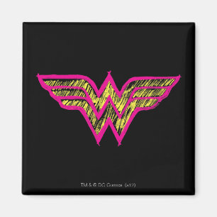 Wonder Woman Colourful Pink and Yellow Logo Magnet