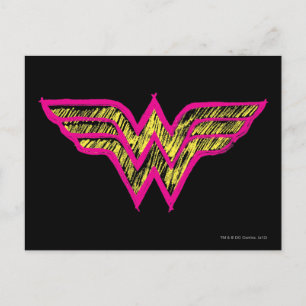 Wonder Woman Colourful Pink and Yellow Logo Postcard