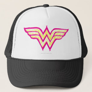 Wonder Woman Colourful Pink and Yellow Logo Trucker Hat