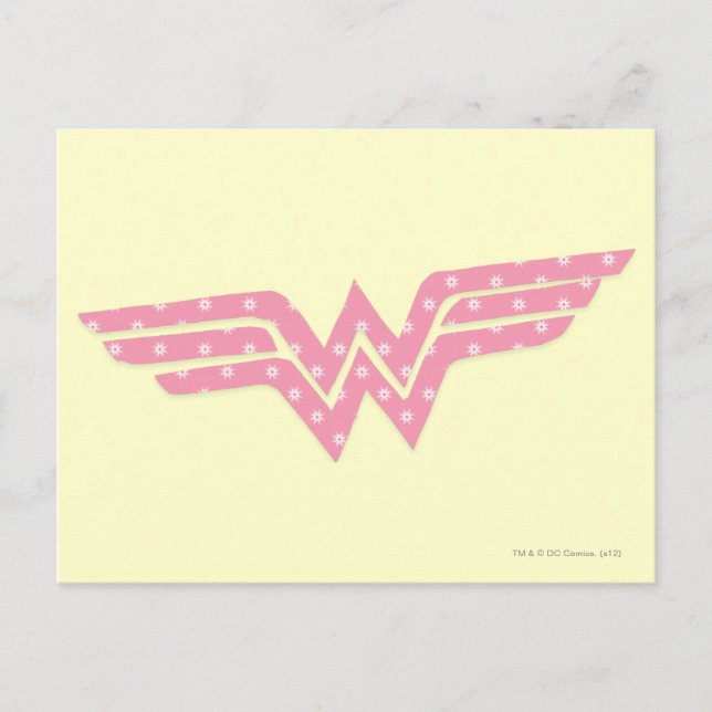 Wonder Woman Colourful Pink Floral Logo Postcard (Front)