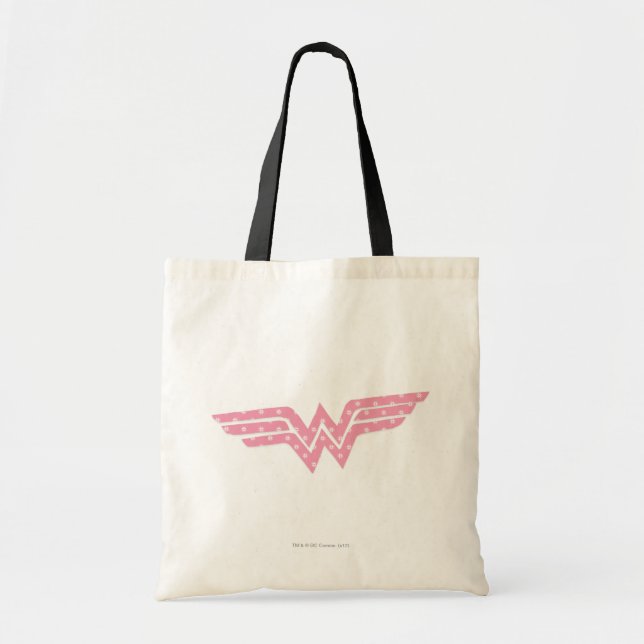 Wonder Woman Colourful Pink Floral Logo Tote Bag (Front)