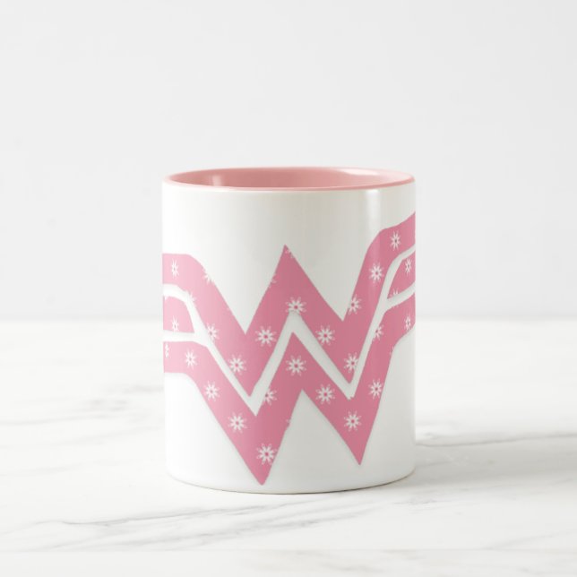 Wonder Woman Colourful Pink Floral Logo Two-Tone Coffee Mug (Center)