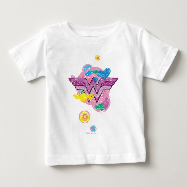 Wonder Woman Colourful Scribbles Baby T-Shirt (Front)