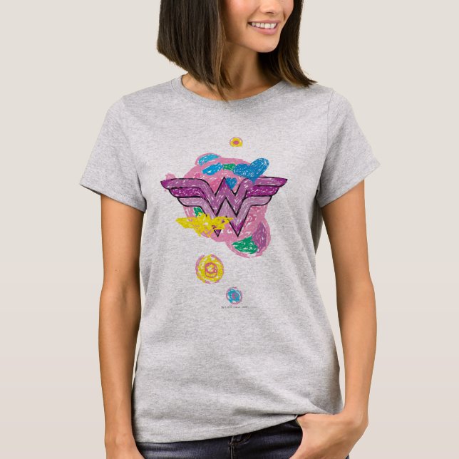 Wonder Woman Colourful Scribbles T-Shirt (Front)