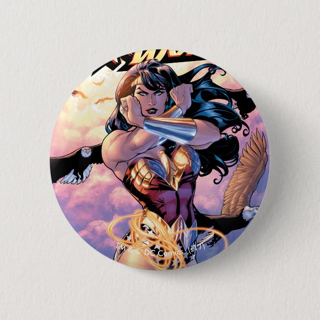 Wonder Woman Comic Cover #1 6 Cm Round Badge (Front)