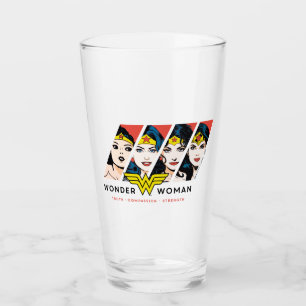 Wonder Woman Comic Evolution Graphic Glass