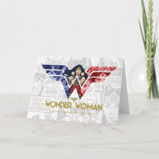 Wonder Woman Crossed Arms in Logo Collage Card (Front)