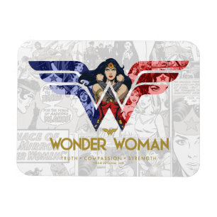 Wonder Woman Crossed Arms in Logo Collage Magnet