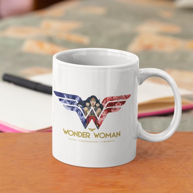 Wonder Woman Crossed Arms in Logo Collage Mug (Creator Uploaded)