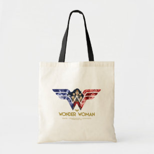 Wonder Woman Crossed Arms in Logo Collage Tote Bag