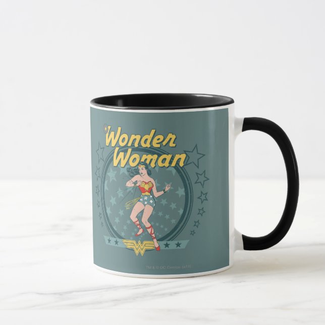 Wonder Woman Distressed Star Design Mug (Right)