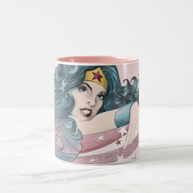 Wonder Woman Dolphin and Stripes Two-Tone Coffee Mug (Center)
