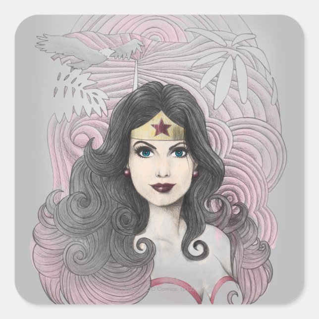Wonder Woman Eagle and Trees Square Sticker (Front)