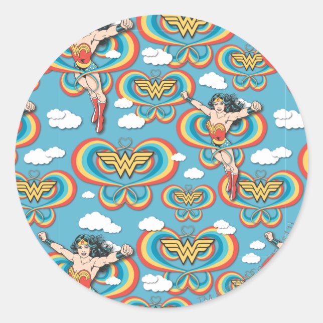 Wonder Woman Flying High Pattern Classic Round Sticker (Front)